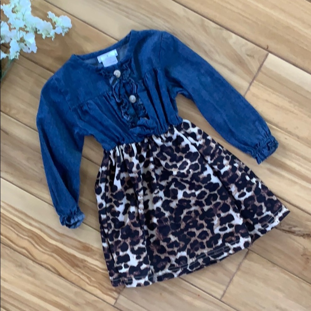 Denim/Leopard 3T Boutique Dress